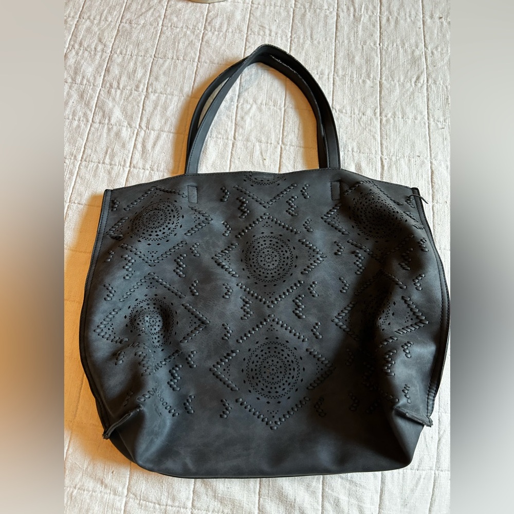 Free people woven black tote